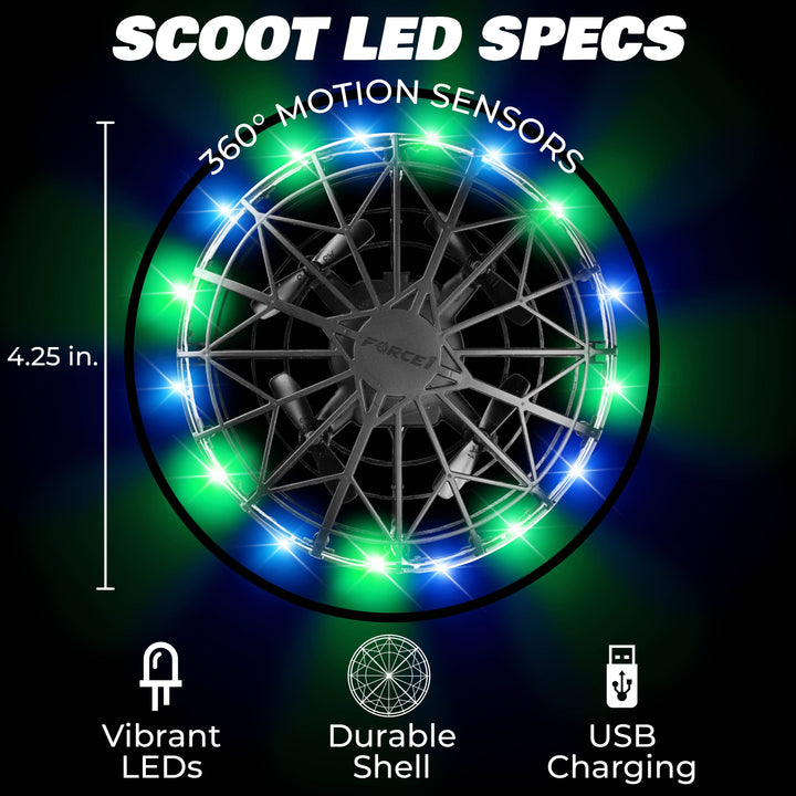 Scoot LED Hand Operated Drone Green/Blue