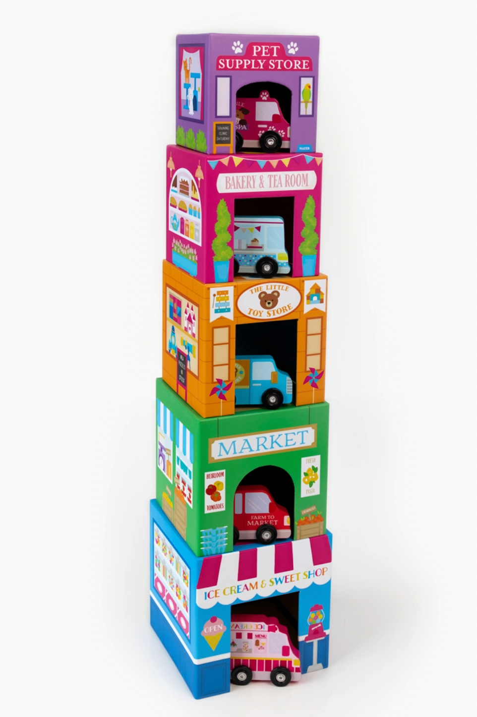 Stackable Nested Cardboard Toys and Cars Set