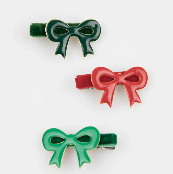 Enamel Bow Hair Clips