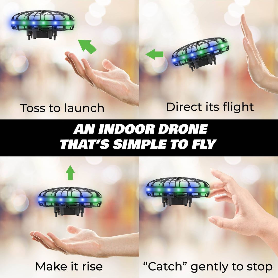 Scoot LED Hand Operated Drone Green/Blue